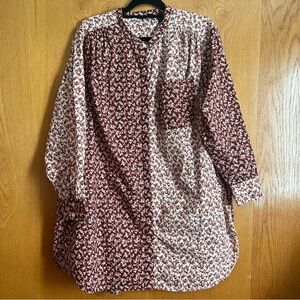 Lands End size 1X floral print L/S button down tunic shirt